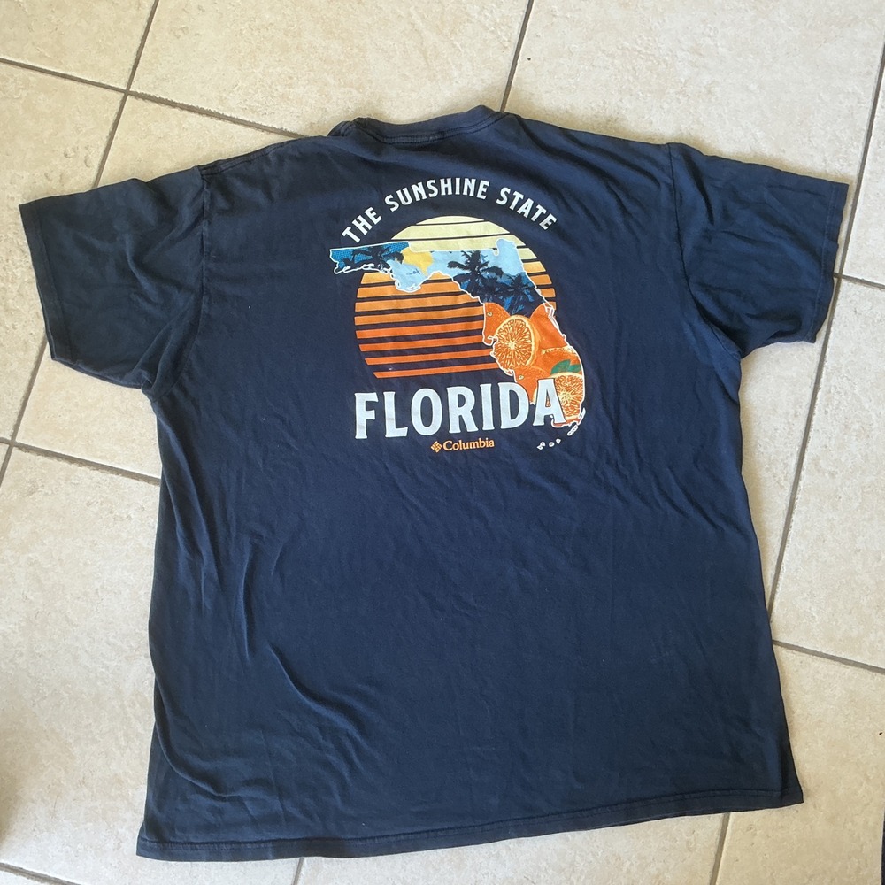 Columbia PFG Florida T-Shirt Mens XXL Navy Blue Excellent Sunshine State Graphic - Picture 6 of 6